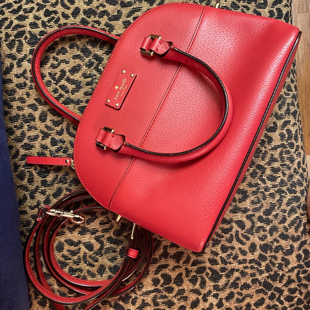 Kate Spade Vibrant Red Satchel with Crossbody Strap